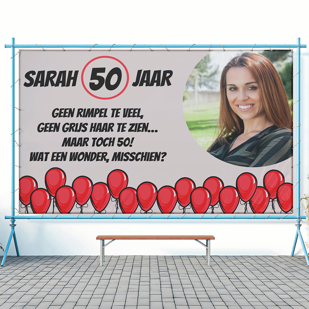 image Sarah 50 jaar ontwerp je eigen spandoek
